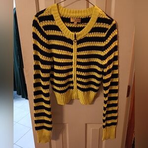 Princess Vera Wang Yellow and Navy Blue Striped Cardigan